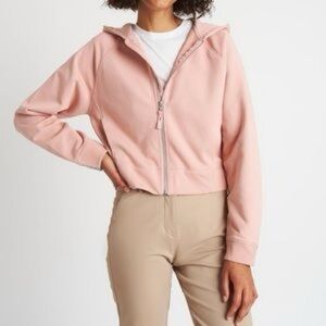 Kit and Ace Pink Cropped Zip Up Hoodie